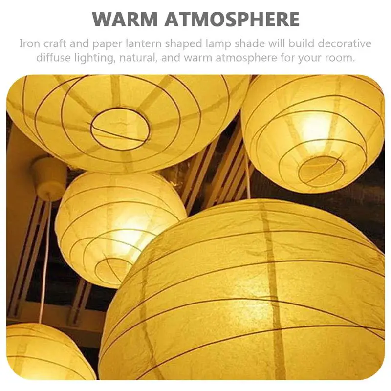 Chinese Lantern Hanging Party Japanese Lampshade White Lights Round Outdoor Decorations Cover Home Lamp Festival