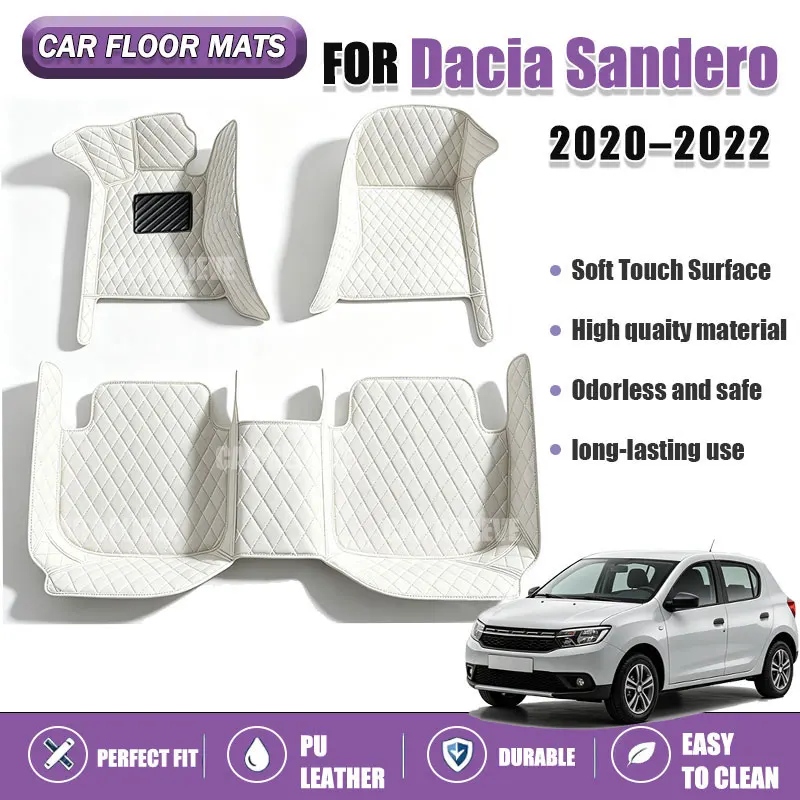 Car Floor Mats Suitable for Dacia Sandero 2020~2022 Anti slip and wear-resistant PU leather car interior mat