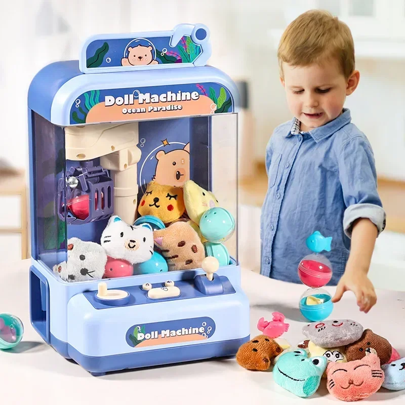 

Mini Electronic Bear Claw Machine Toys Arcade Game Adjustable Catch Doll Machine Music Interactive Vending Birthday Kids Gift