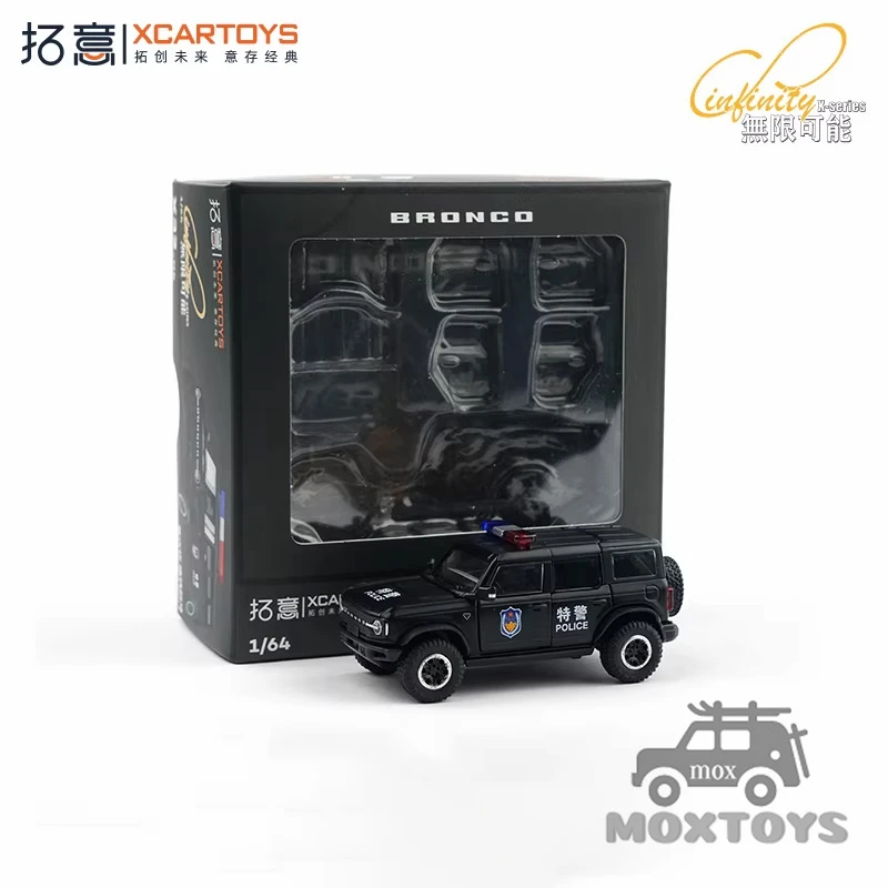 

Xcartoys 1:64 6th Generation Bronco Police Tactical Vehicle Black Diecast Model Car