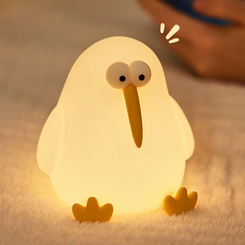 AAAN-Squishy Kiwi Lampada per uccelli Ricaricabile Dimmerabile Silicone Asilo nido Bambino Animale Luce notturna Decorazioni divertenti per i bambini