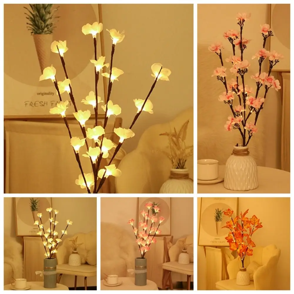 

70cm Simulated Tree Branches Light Plum Blossom Maple Leaf Ginkgo Biloba Floral Lights Flexible Realistic LED Colored Lights