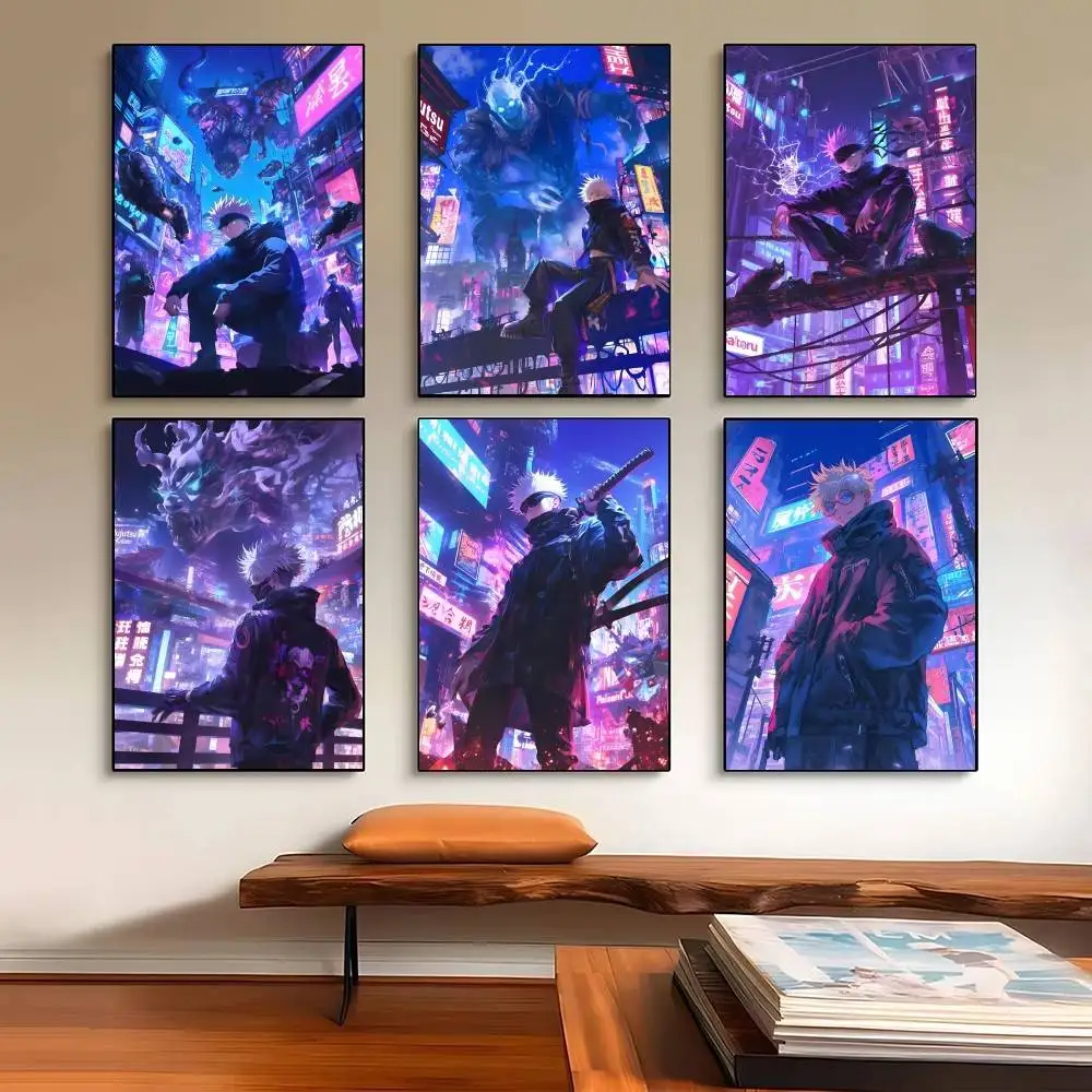 Anime J Jujutsu Kaisen Gojo Satoru Poster Self-adhesive Art Waterproof Paper Sticker Coffee House Bar Room Wall Decor