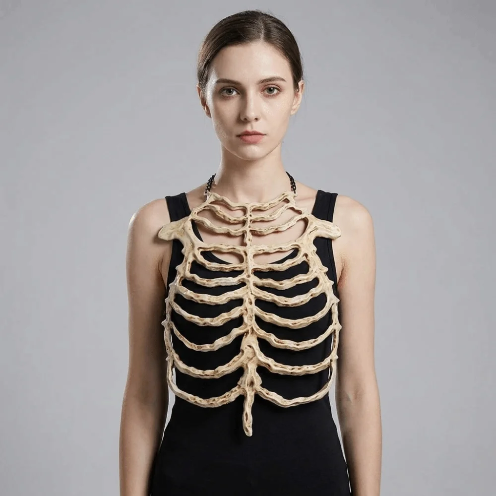 Unique Hollow Skeleton Frame Chain Bone Prop Breastbone Costume Accessory Frame Structure Bone Costume Prop Party Costume