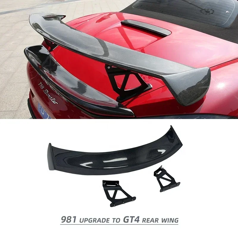 Car Rear Spoiler Wing body kit 2013 2014 2015 981tail wing upgrade to GT4 RS Carbon Fiber rear wing for Porsche Cayman boxster