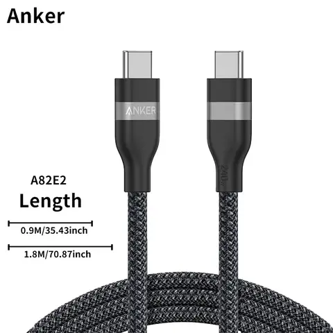Anker A82E2 USB C to USB C Cable 240W Upcycled Braided Fast Charging Cord 3ft 6ft Optional for iPhone 16 Pro Series