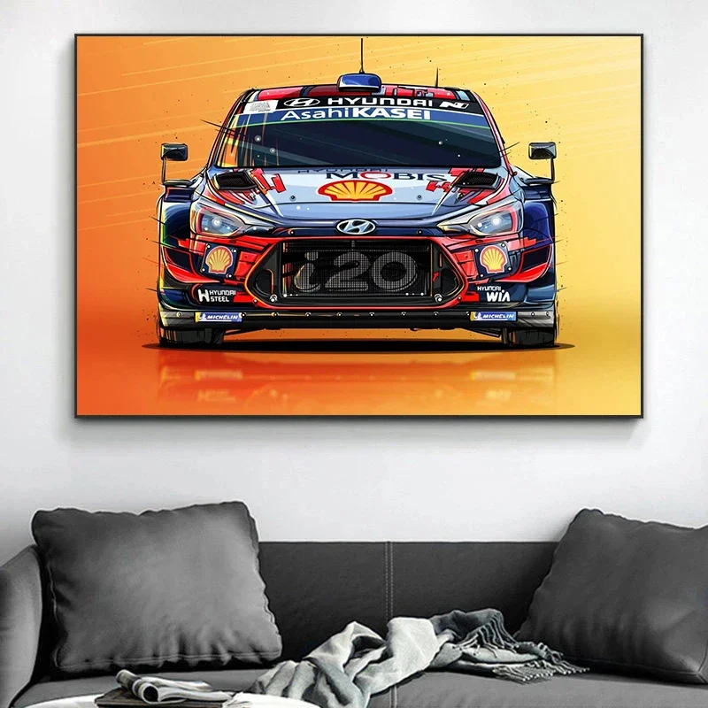 Modern I20 WRC Watercolor Abstract Wall Art, HD Canvas Print Poster, Suitable for, Home, Living Room, Room Decoration Painting