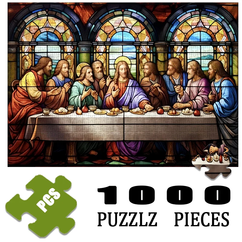 1000pcs Religious Scene Last Supper Paper Jigsaw Puzzle - Large Interactive Adult Game for Home, Family Fun, DIY Home Decor, B view 3