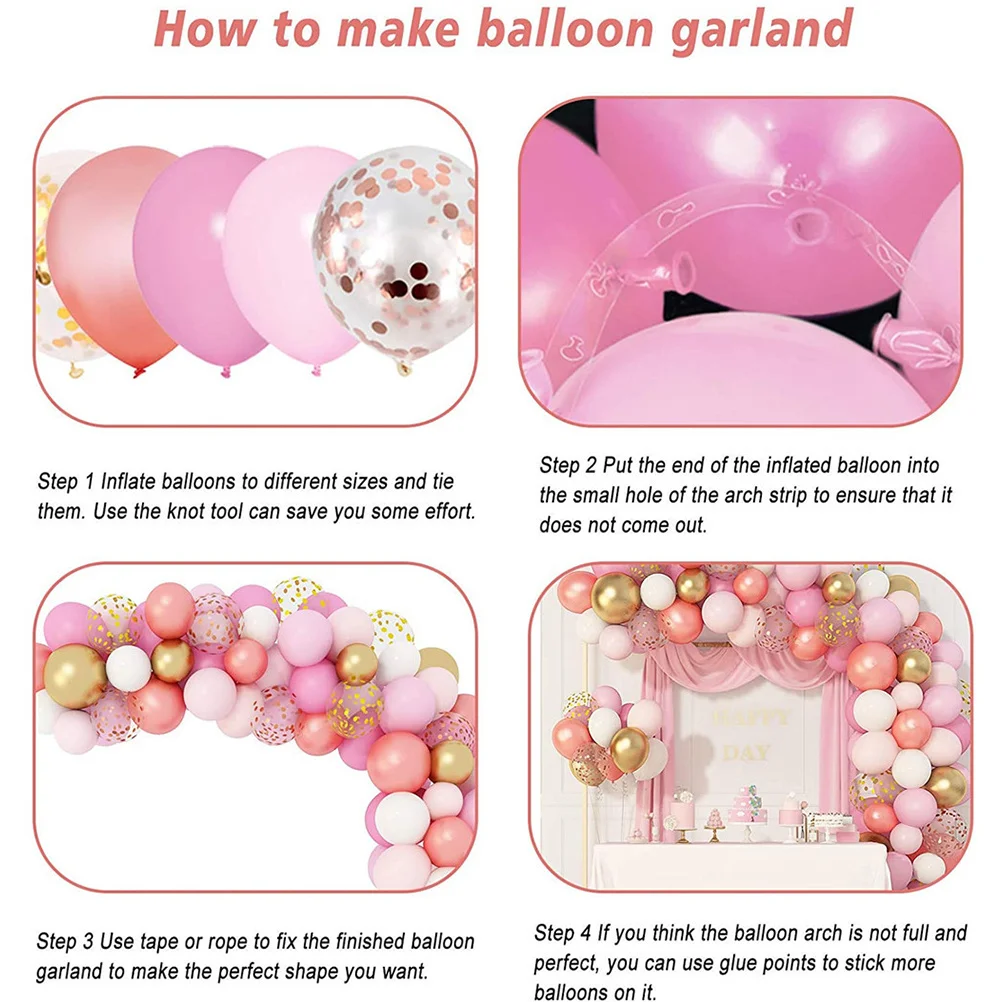 

1 set 1 Set Latex Kit Pink Balloon Chain Setup For Party Wedding Birthday Decoration Balloon Garland Decorative Balloons Party