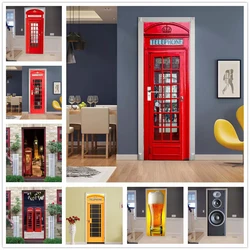 Door Decoration Wallpaper 3D Wall Sticker Telephone Police Box Mural Self-adhesive Vinyl Decal Home Decor DoorPoster deursticker