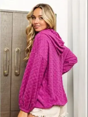 

2024 autumn and winter cross-border European and American eBay new women's clothing solid color loose hooded long sleeved sweats