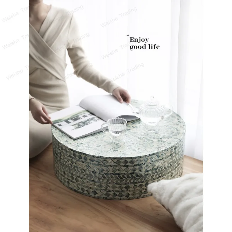 Original French light luxury shell side living room sofa coffee table B & B niche design round advanced sense retro style