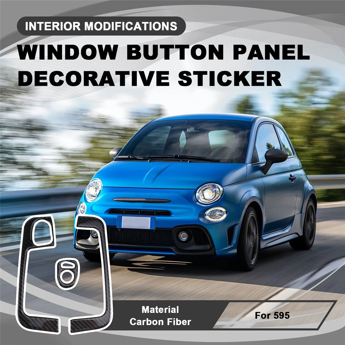 Window Button Panel Decorative Sticker Interior Modifications for Fiat 500 2008-2011 Abarth 595 2012-2023 RHD As Shown