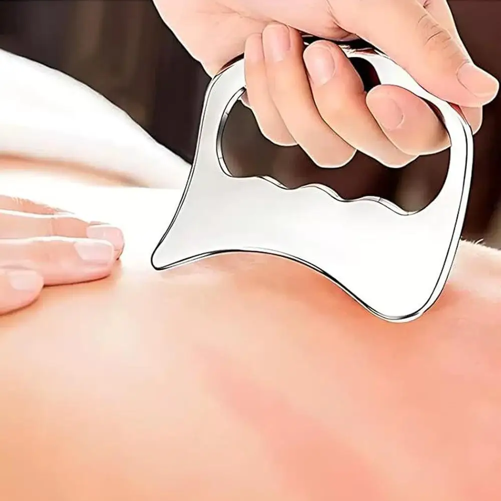 

Доска для массажа Гуаша из нержавеющей стали для лица, шеи и тела, инструмент для ухода за кожей лица, массажер для лица