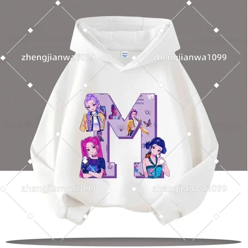 K-pop شيطان الصيادين رسالة A-Z 3-12 سنة الأطفال مقنعين البلوز الفتيات قميص غير رسمي الأولاد تيشرت رياضي الكرتون طباعة