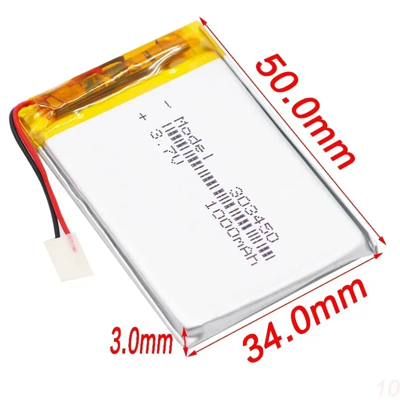 4pcs 3.7V 1000mAh 303450 Lithium Battery 3.7 Volt Li-polymer Lipo Bateria For Remote Control Headphone Mini Camera LED Light