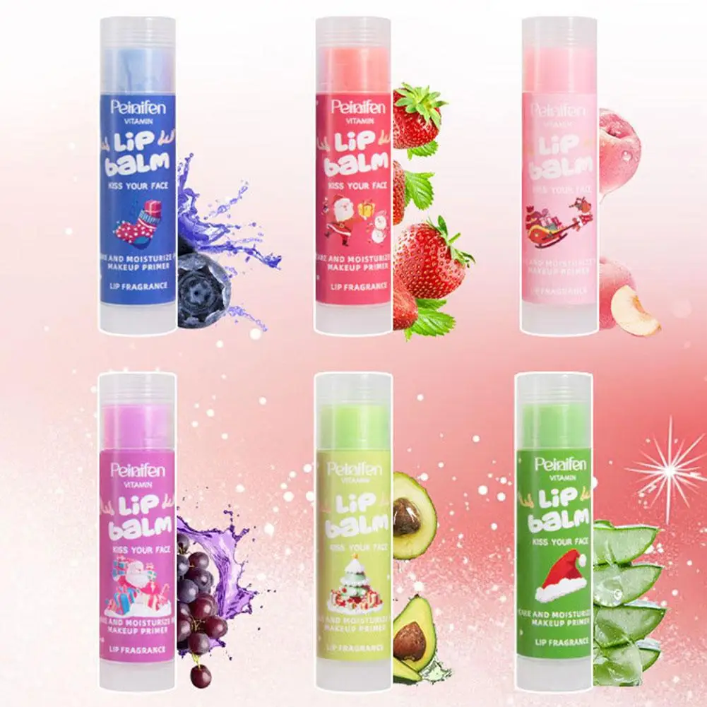 

6PCS Fruit-Infused Vegan Lip Balm Set Long-Lasting Moisture And Shine Dry Lip Rescue Lipstick Primer Perfect Gift