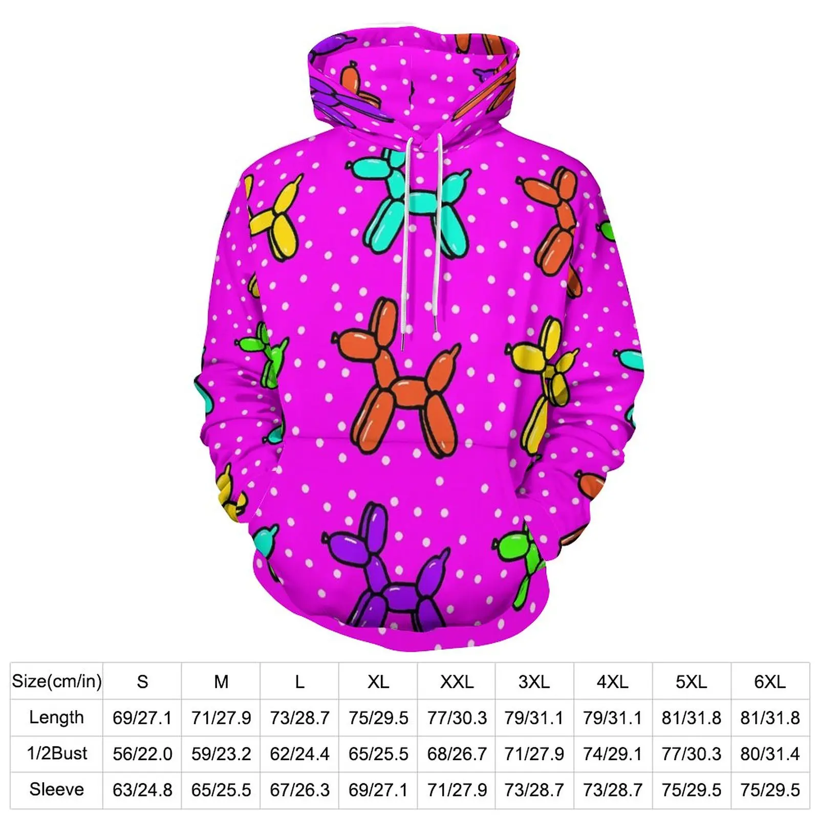 Balloon Dogs Hoodies Long-Sleeve Polka Dot Print Modern Casual Hoodie Autumn  Fashion Oversize Graphic Loose Hooded Sweatshirts