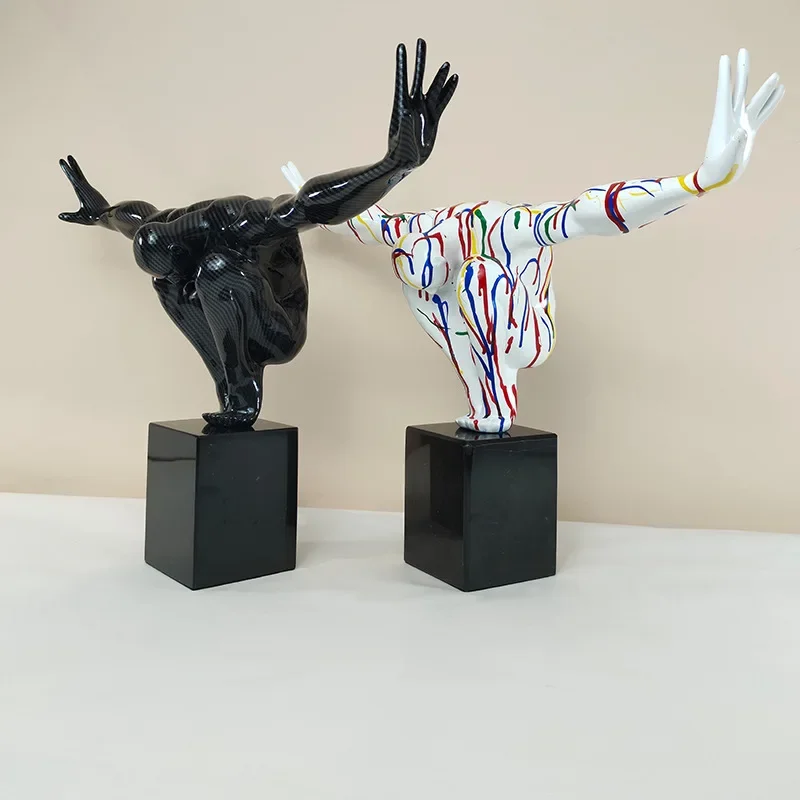 Simple resin streamer, gymnast diving muscle figure, sculpture soft decoration hotel abstract, action home decoration