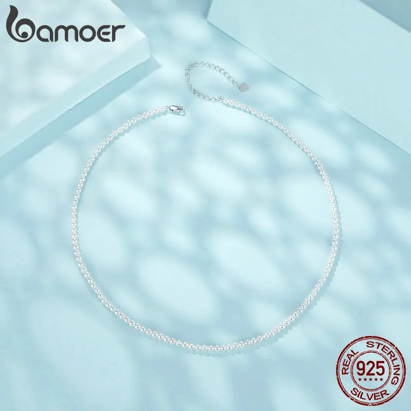 Women's 925 Sterling Silver Shell Pearl Beaded Necklace