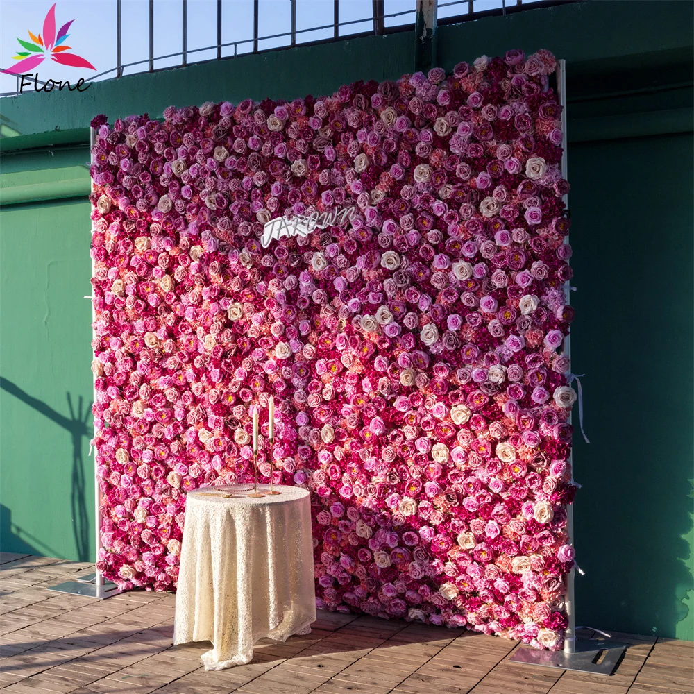 2.7m Artifical Flower Wall Wedding Backdrop Decoration Fake Pink Rose 9ft Floral Walls Mariage Event Party Decor Props Display