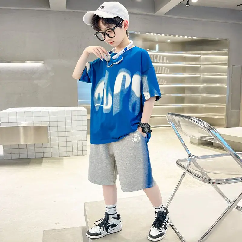 

Printing Junior Boys' Summer Clothing Set of Clothes Casual Korean 2025 Children's Outdoor 4 Years Boy Boy's Kids 8 10 Year Old