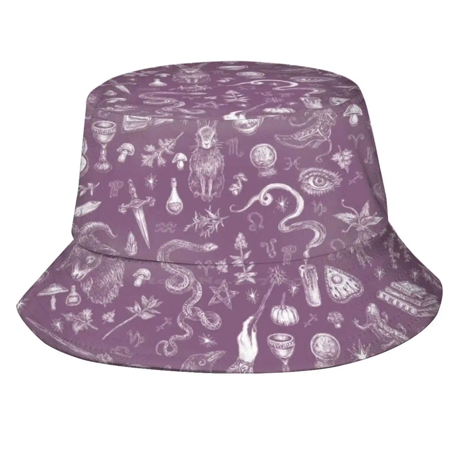 Purple Salem Witch Sun Cap Fisherman Hat Bucket Hats Witch Magic Spooky Halloween Salem