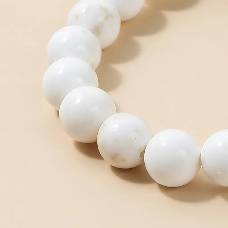 JD الطبيعية المغنسيوم حبة أساور النساء منغوليا Howlite الجولة الخرزة الريكي أحجار استشفاء ستراند أساور خاتم هدايا مجوهرات أنيقة