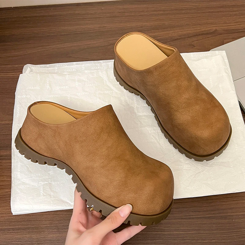 

Women's Slippers Flats Platform Slingback Casual Mules Shoes Autumn Fashion New Cozy 2025 Designer Brand Zapatillas De Mujer