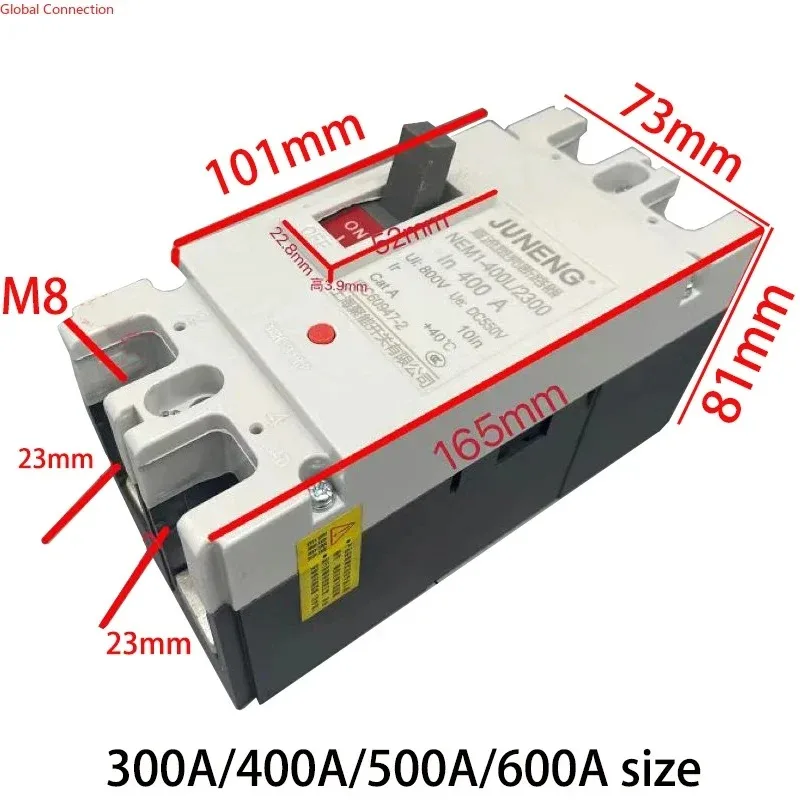 Imagem -04 - Disjuntor Mccb Isolador de Bateria Protetor de Células Solares rv Yacht 12v 24v 48v 96v 120v 200a 250a 300a 400a 500a 600a 2p dc