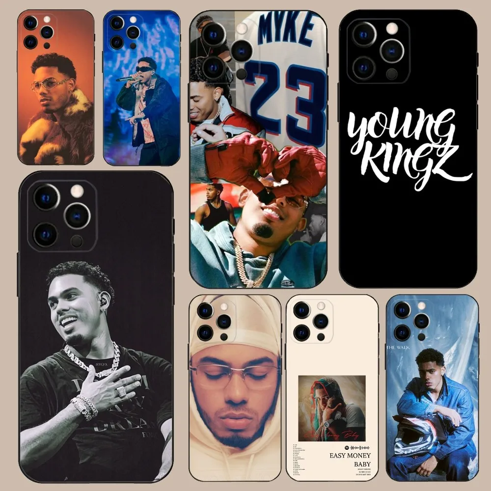 

Myke Towers Rapper Phone Case For iPhone 16,15,14,13,12,11,Pro,X,XS,Max,XR,Plus,Mini Soft Black Cover