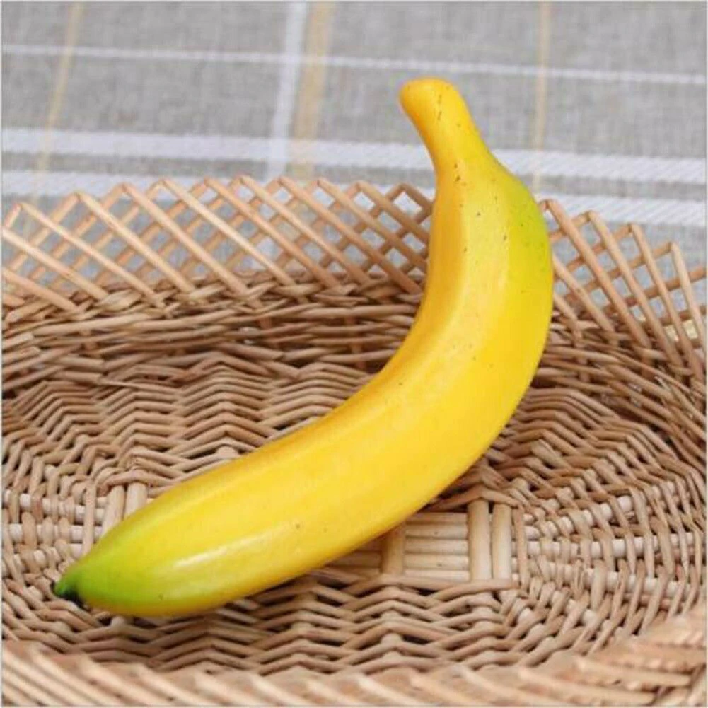 2pcs/set 20cm Artificial Fruits Fake Bananas Artificial Banana Decorative Plastic Fake Fruits Realistic Display Photo Prop