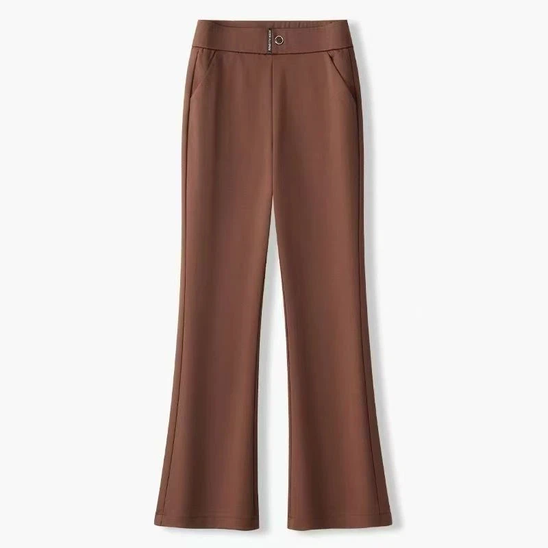 

Повседневные слегка расклешенные женские брюки с высокой талией, летние новые стильные маленькие прямые тонкие универсальные брюки-клеш для женщин