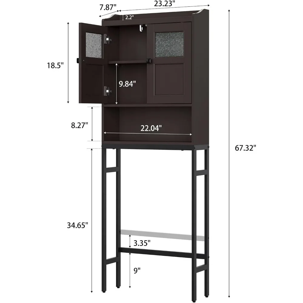 Above Toilet Storage with 2 Doors and Adjustable Shelf Space Saver Cabinet Over Toilet Bathroom Organizer