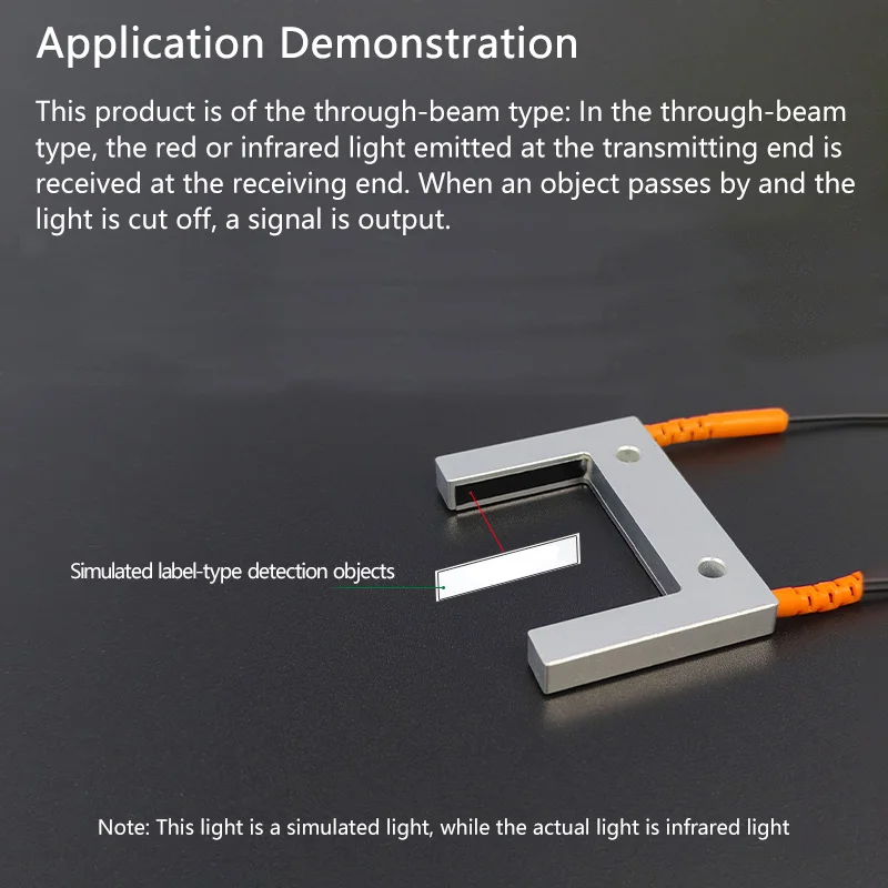 U-shaped cross-receiving slot-type optical fiber sensor amplifier probe terminal machine label positioning