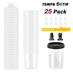 10/25Pcs Spray Gun Paint Mixing Cup 3/8 Thread H/O Spray Gun Tank 20.3 oz/600ML Disposable Paint Cup with Spray Gun Cup Adapter