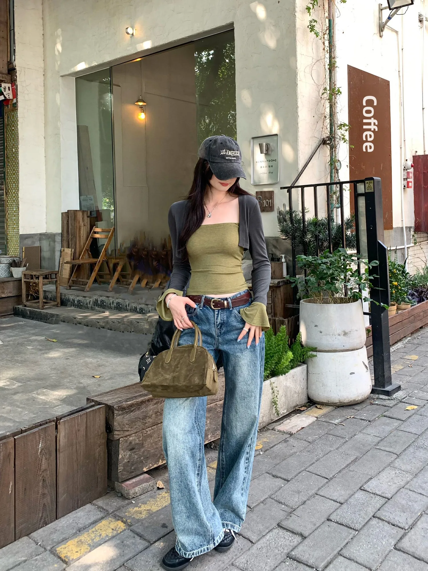 Lace Long Sleeve T-Shirt Women's Slim Fit Splicing Bell Sleeve Top Spring 2026 New Style Wool Blend Polyester Spandex Blend