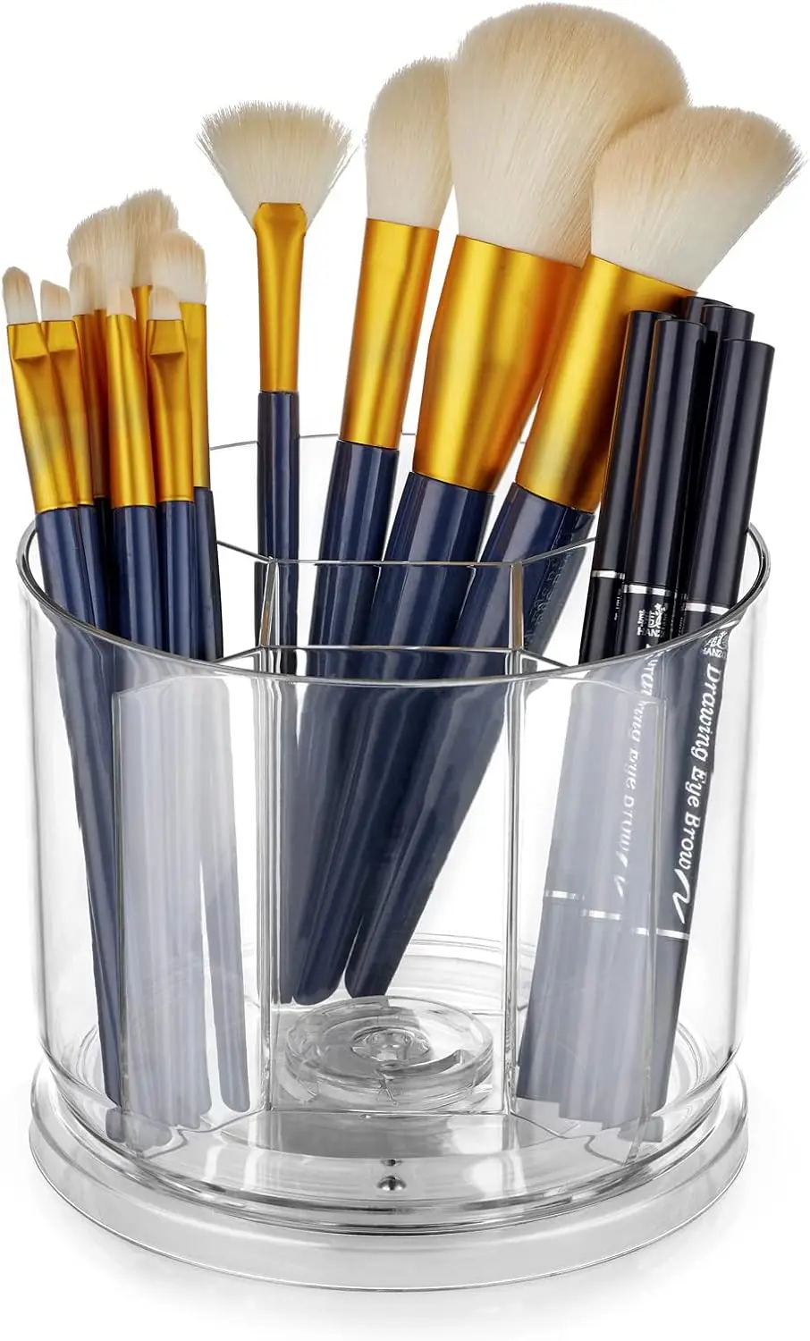 

Makeup Brush Holder Organizer -Rotating 360° Clear Storage Cup Containers for Vanity, Desk, Countertop, Spinning Pen Holder for