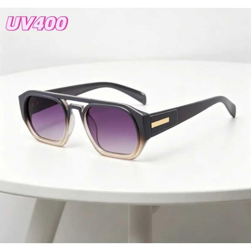 

Retro Double Bridge Sunglasses for Women Gradient Purple Lens Simple Frame UV400 Protection Fashion Shades for Daily and Outdoor