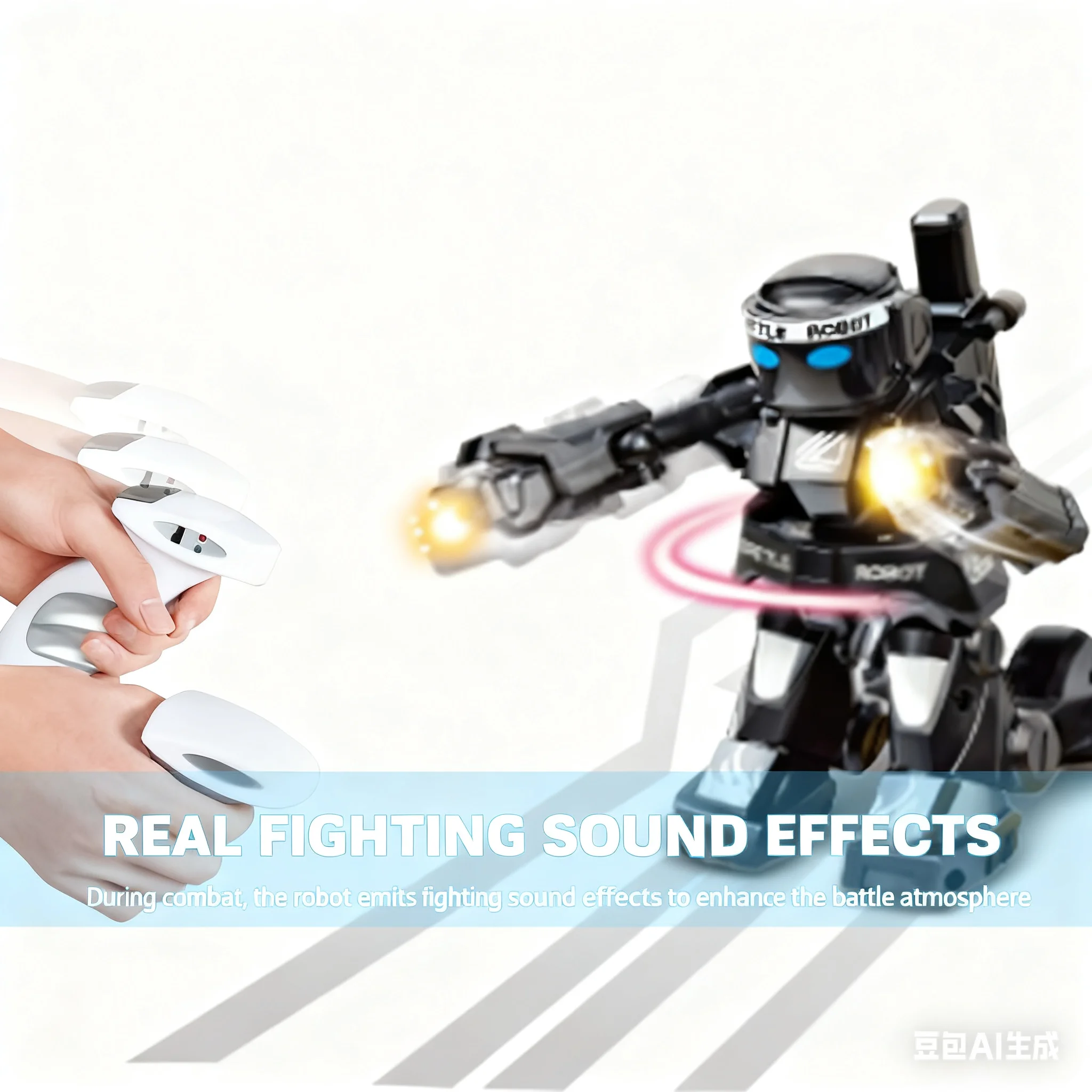 2025 Neuer RC Battle Boxing Robot, 2,4G ferngesteuerter Roboter, Lichtsoundeffekte, humanoider Kampfroboter, 2 Kontrollspielzeuge für Jungen