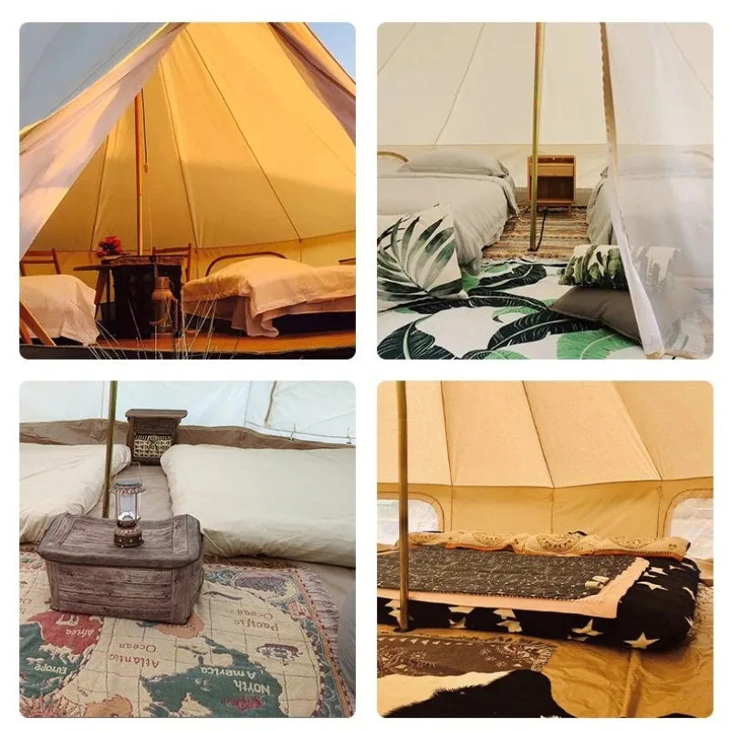 3M الهندي يورت خيمة التخييم في الهواء الطلق جرس العواصف الممطرة برهان الهرم قماش خيمة 4-6 أشخاص Glamping الفاخرة منغوليا الأسرة الخيام