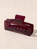 1pc Versatile Wine Red Rectangular Shark Clip Hair Clip - Grab Clip Hair Clip Fashion Curling Shark Clip