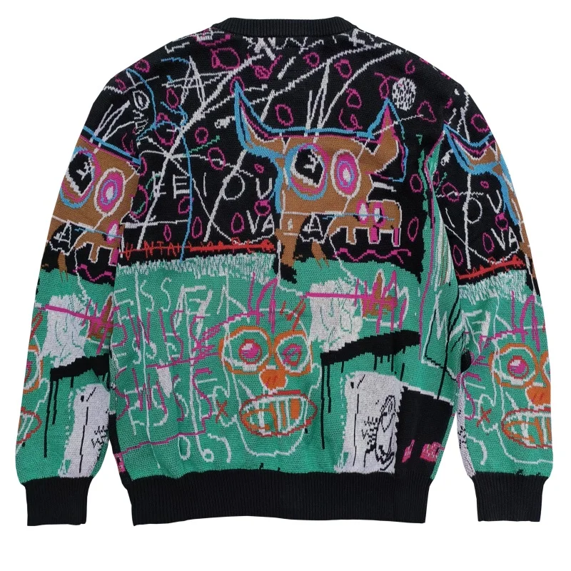 Winter Heavy Industrial WACKO MARIA Japanese Harajuku Sweater High Street Fashion Knitting Jacquard Mens Womens Pullover Sweater