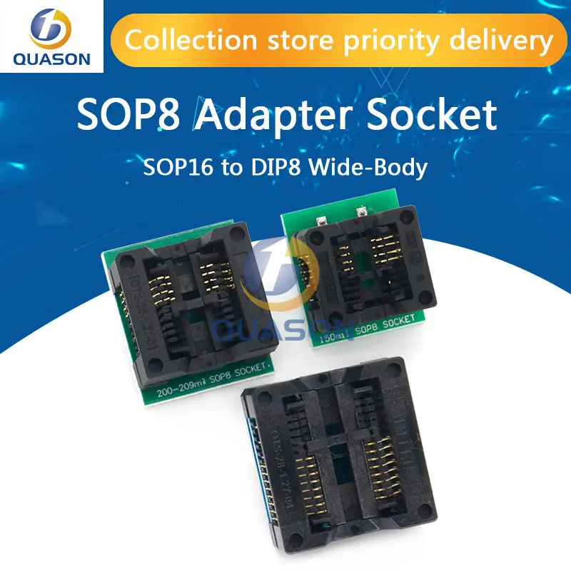 SOP16 to DIP8 Wide-body Seat Wide 150mil 200mil 208mil 209mil 300mil Programmer SOP8 Adapter Socket for EZP2010 EZP2013 CH341