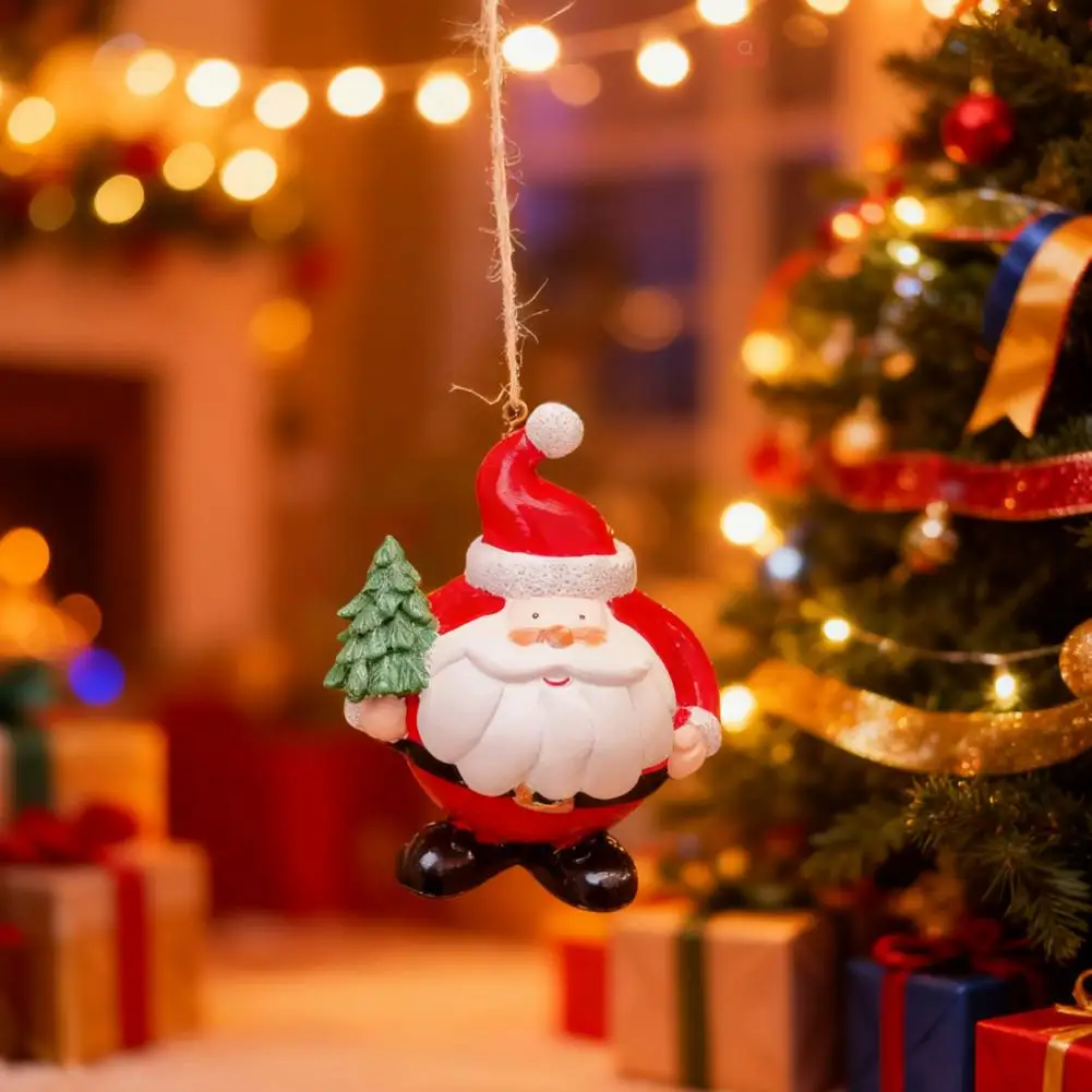 Santa Claus Decoration Resin Christmas Ornament Plump Santa Claus Figurine Resin Christmas Tree Ornament Cute for Desktop