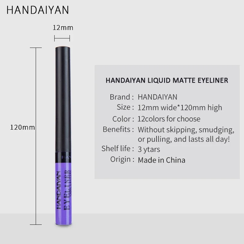 12 Colors Waterproof Eyeliner Pencil Waterproof Easy To Wear Make Up Matte Eye Liner Blue Red Green White Brown Liquid Eyliner