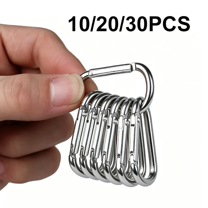10/20/30Pcs Spring Snap D-Ring Carabiner Lock Ring Hook Durable Quick Link Clip Multifunctional Accessory for Keys Tent Parts