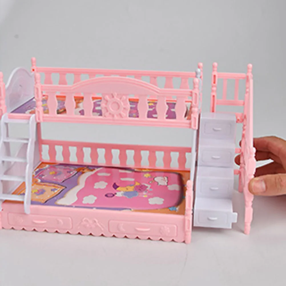 

Crib Upper and Lower Sheets Baby Kid Toys Mini Bunk Bed Model Plastic 1 12 Beds Models