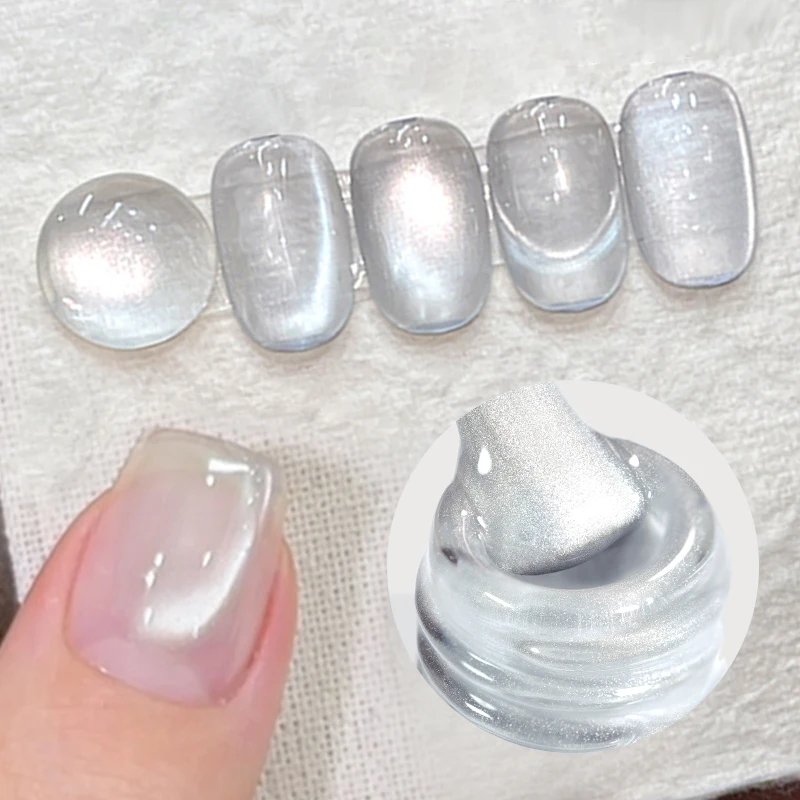 BORN PRETTY White Silver Cat Magnetic Gel Nail Polish Sparking Bling White Glitter UV/LED Soak Off For French Nail Supplies