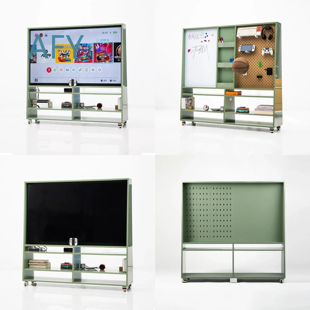 Solid Wood TV Cabinet for Modern Living Room Floor Mount Multi Functional Movable Storage Unit with Simple Design for Home